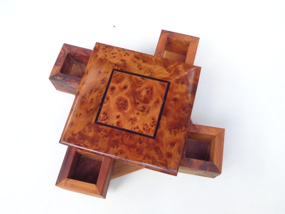 FAST Shipping** Secret box for small jewelry Earring organizer MOROCCO Thuya wood handmade wooden decoration wooden box