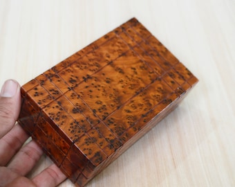 Thuya Wood Secret Jewelry Box: Handmade Puzzle Lock Box