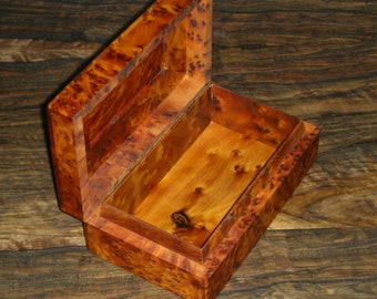 Hand-Carved Moroccan Thuya Wood Jewelry Box, Rustic Keepsake Box