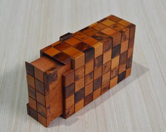 Handmade Thuya Wood Puzzle Box: Moroccan Secret Lock Jewelry Box