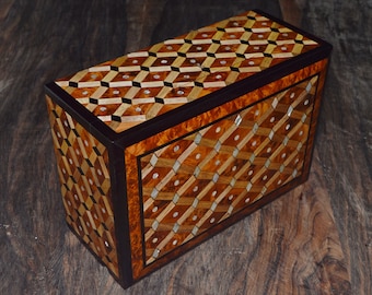 Moroccan Thuya Wood Jewelry Box: Mother of Pearl Inlay, Tree of Life