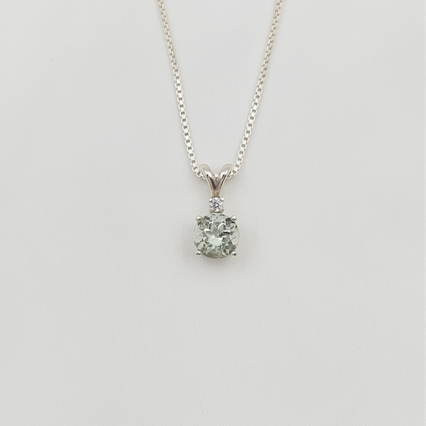 Sterling Silver Green Amethyst (Prasiolite) & Lab White Sapphire Pendant