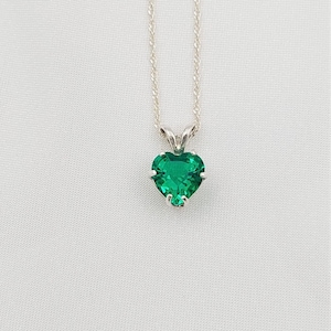 Sterling Silver Lab Emerald Pendant