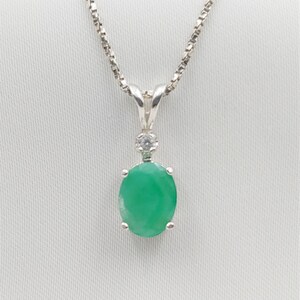 Sterling Silver Emerald & White Zircon Pendant