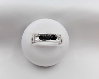 Sterling Silver Black Spinel Mens Ring