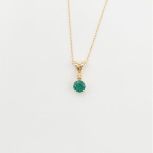 14kt Yellow Gold Emerald & Diamond Pendant
