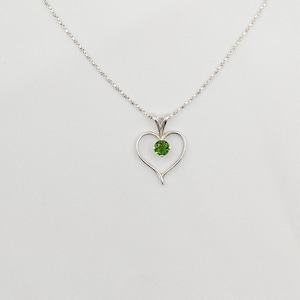 Sterling Silver Heart & Chrome Diopside Pendant