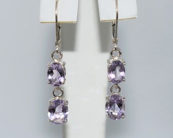 Sterling Silver Amethyst Dangle Earrings