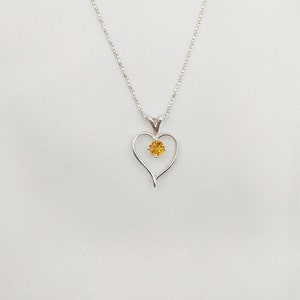 Sterling Silver Heart & Citrine Pendant