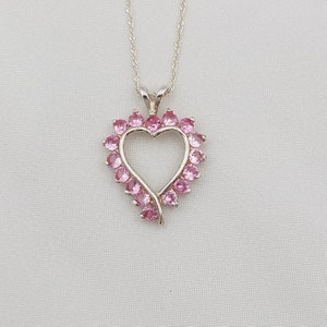Sterling Silver Lab Pink Sapphire Heart Pendant