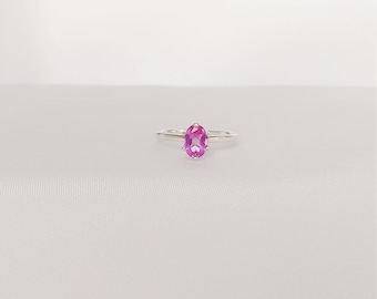 Sterling Silver Lab Pink Sapphire Ring