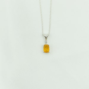 Sterling Silver Fire Opal & Lab White Sapphire Pendant