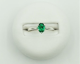Sterling Silver Lab Emerald Ring