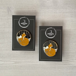 Winter Nights Fox Pin, Enamel Lapel Pin, Hard Enamel Pin, Fox Pin, Winter Pin, Woodland Pin, Animal Pin, Fox Gift, Cute Pin