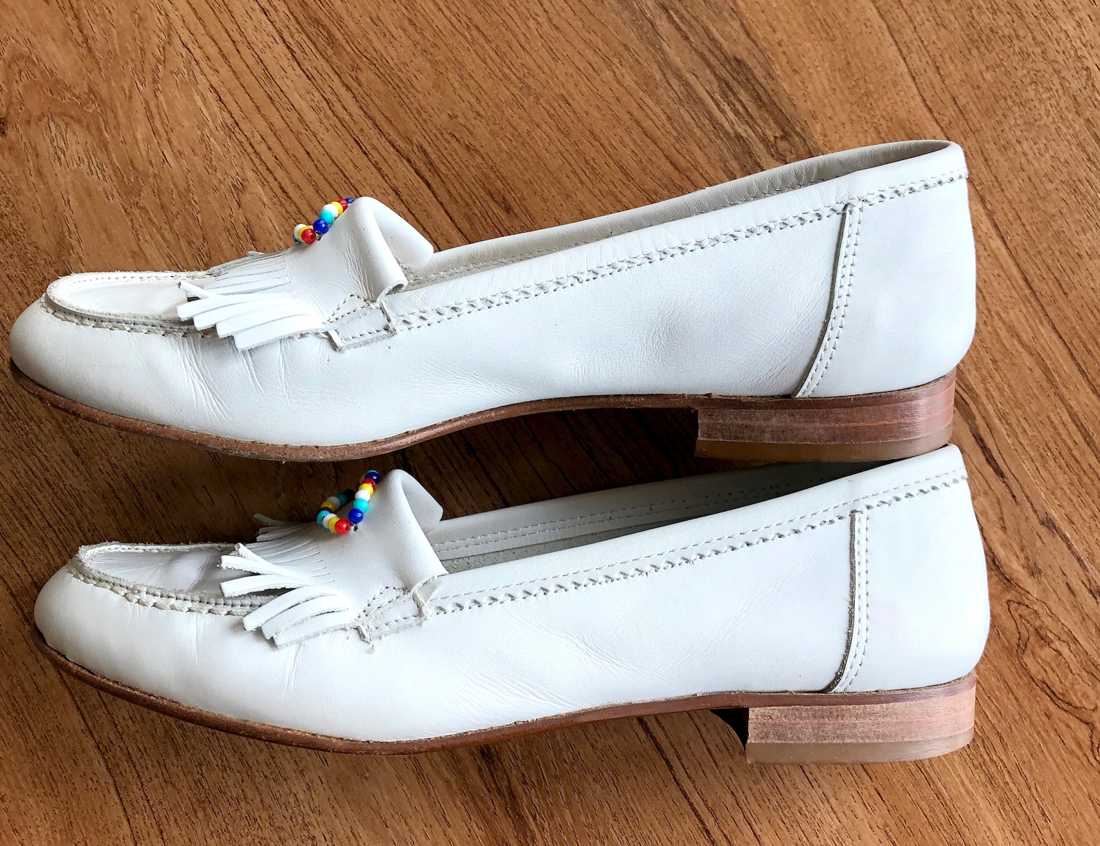 Women's Italian Leather Fringe & Beaded Loafers Etsy