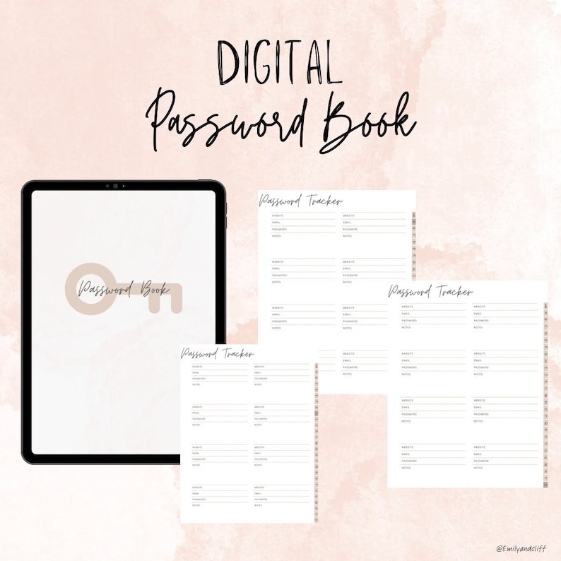 Digital and Print Password Book | Hyperlinked | Minimalist Tan - Etsy