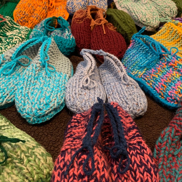 Men's Homemade Yarn Slippers with Bottoms