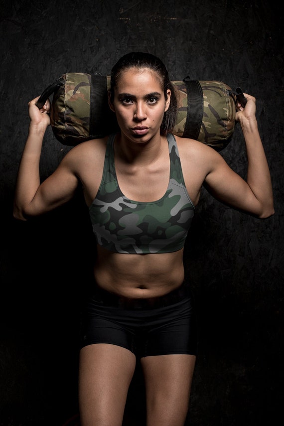 green camo sports bra