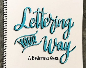 Hand Lettered Kit, Lettering Starter Kit, Lettering Gift, Spiral-Bound Workbook, Learn Faux Calligraphy, Learn Brush Lettering