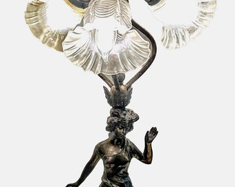 Vintage Hollywood Regency Nymph Lamp: Frosted Glass, Art Nouveau Revival