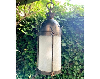 Antique Gothic Lantern Pendant Light: Salvaged Masonic Lodge Fixture, 36" - 5 lights available