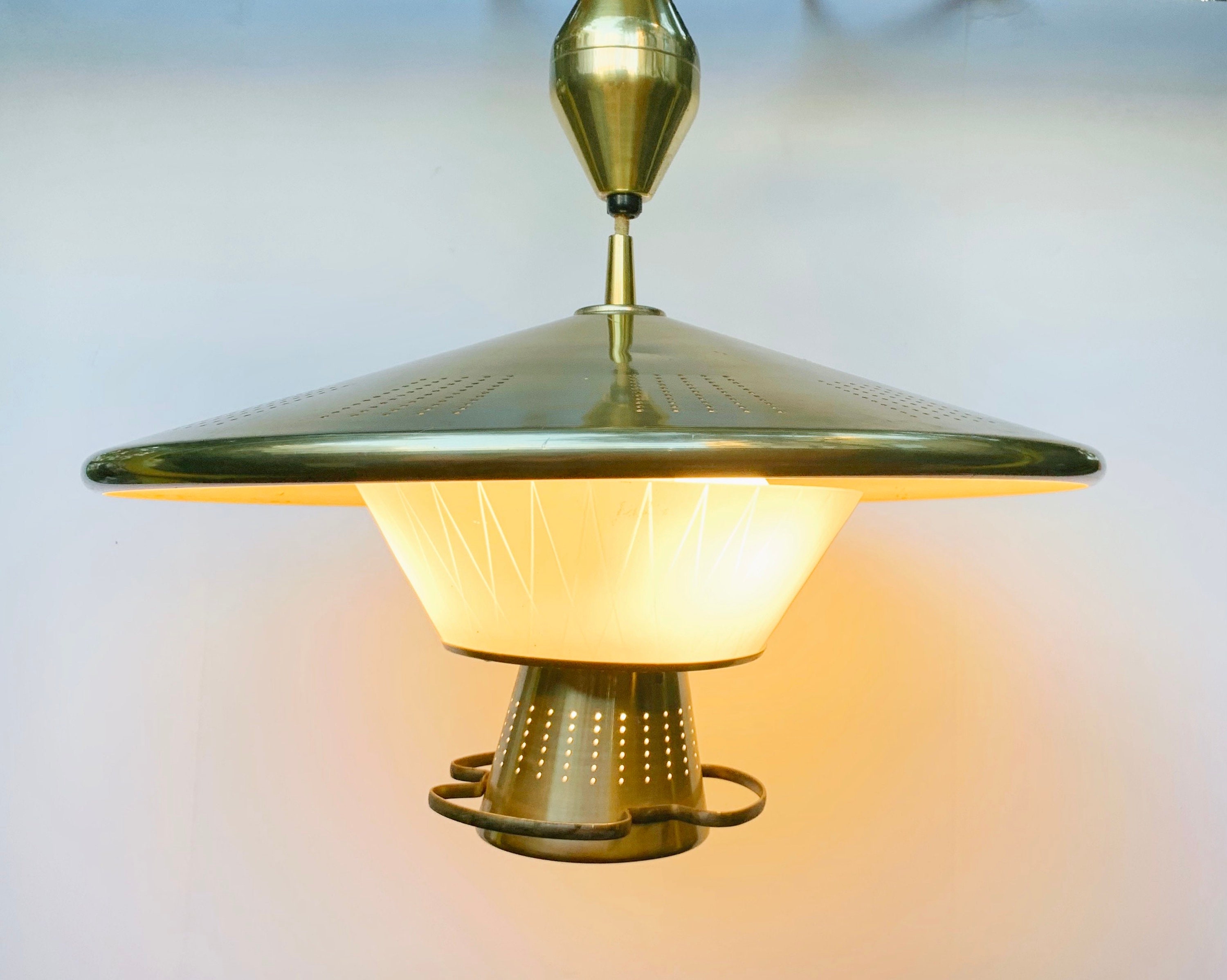 Modern American Adjustable Height Chandelier by Lightolier