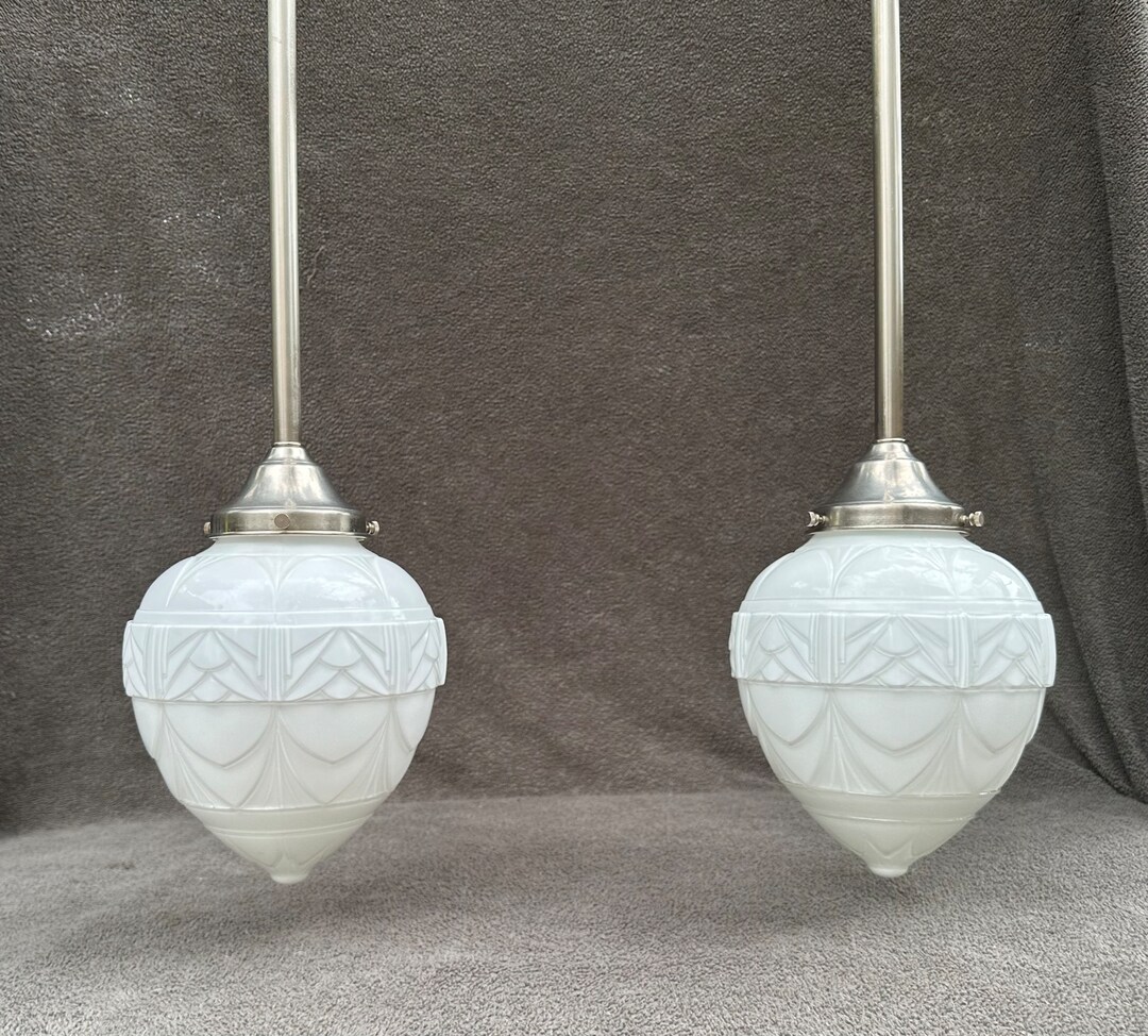 Vintage Art Deco Pendant Light Pair 8 Dia Art Deco Kitchen Island ...