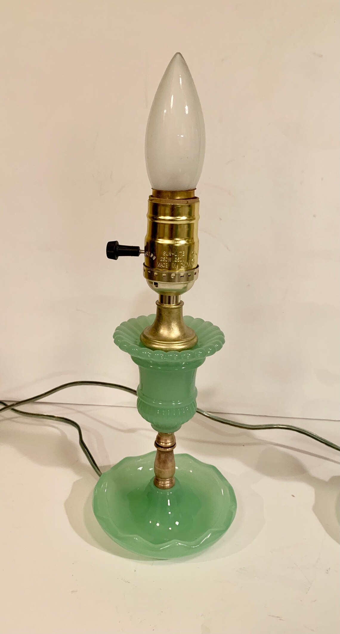 Vintage pair of jadeite glass lamps excellent condition Etsy