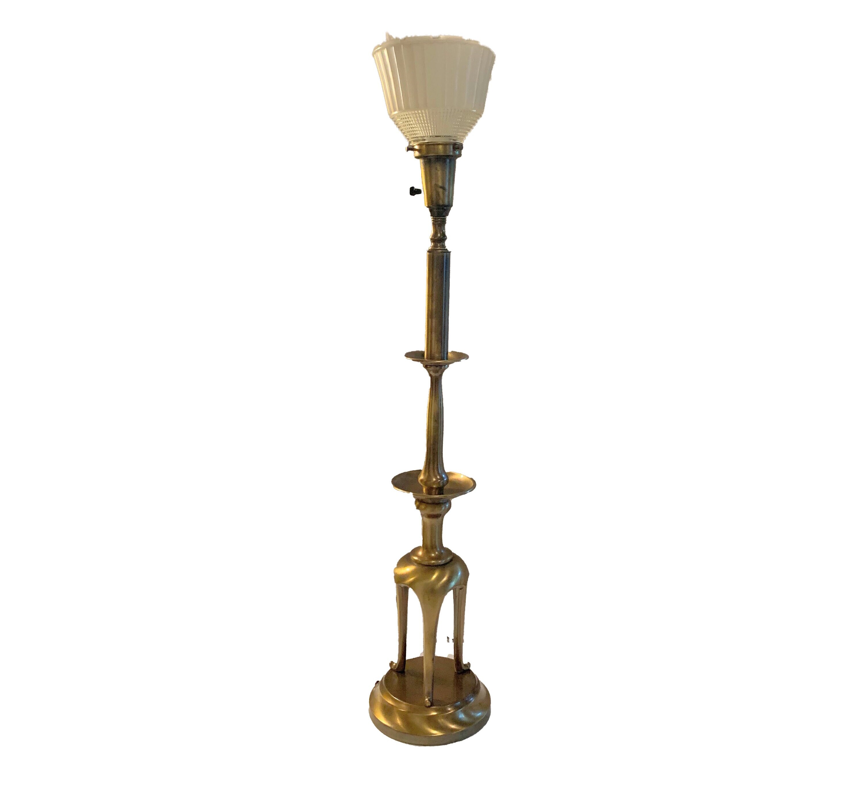 Vintage Genie in the Lamp, Brass with Floral Colored Lacquered
