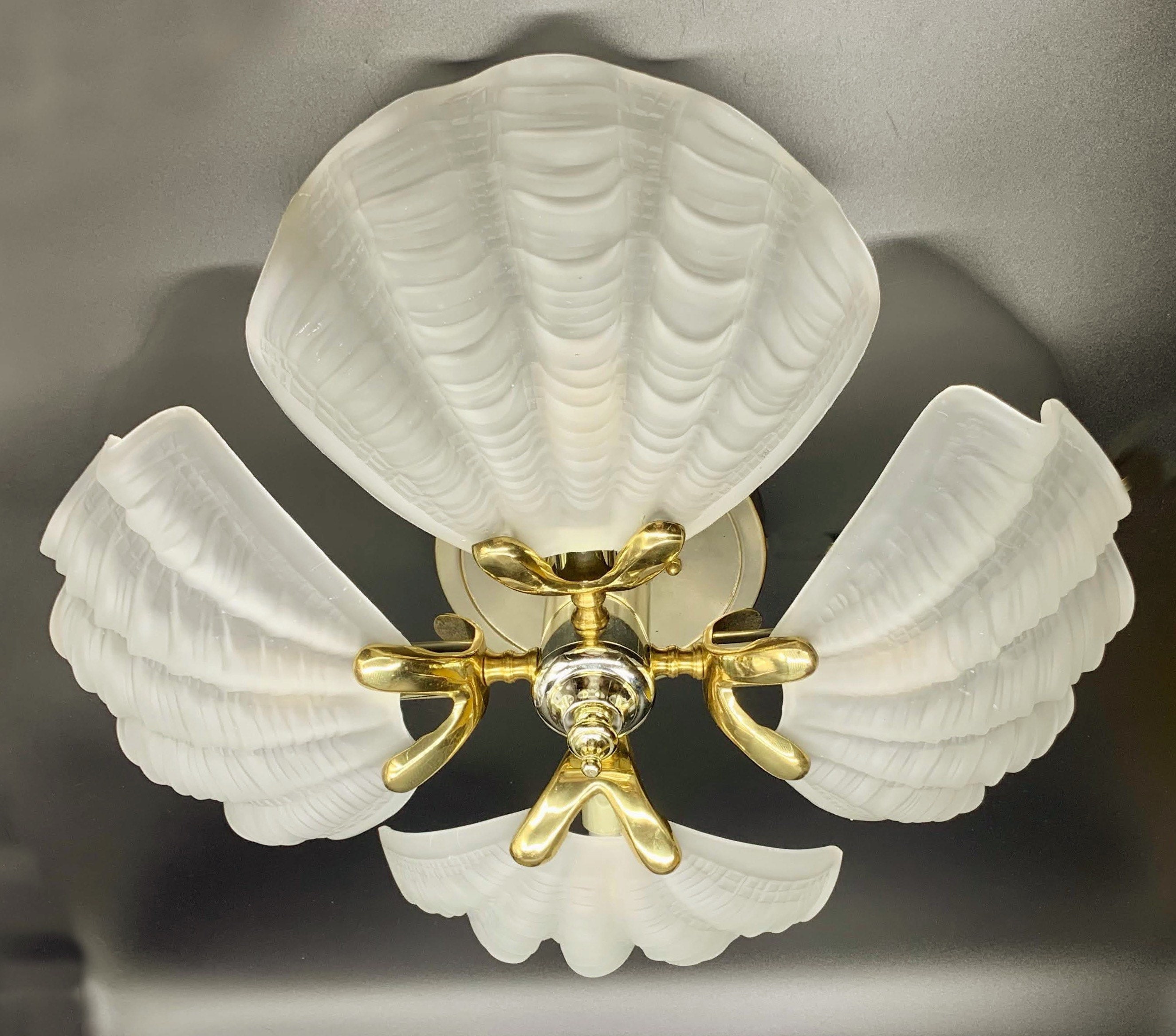 Vintage Semiflushmount Shell Ceiling Light Circa1980s Etsy