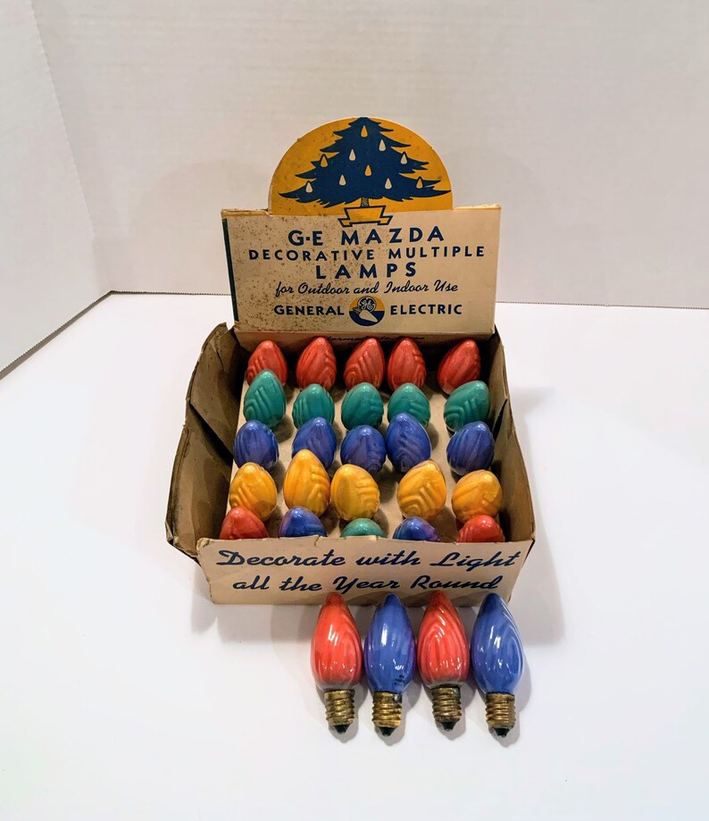 Rare prewar GE Mazda Christmas light bulbs in display box Etsy