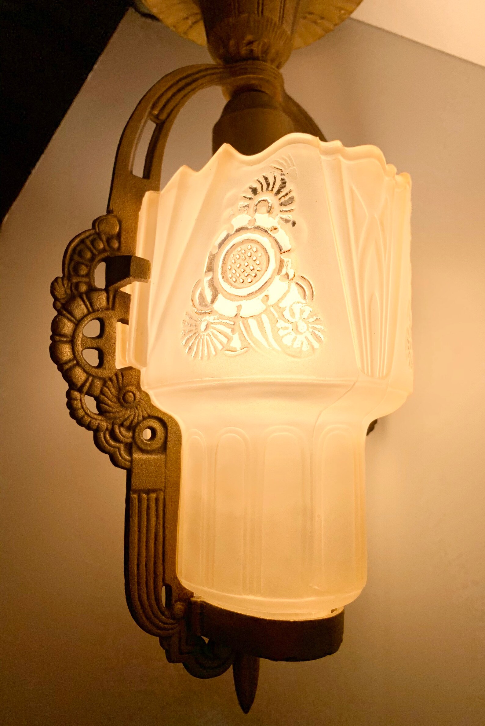 Lightolier After Sunset Art Deco Semiflushmount Ceiling Etsy