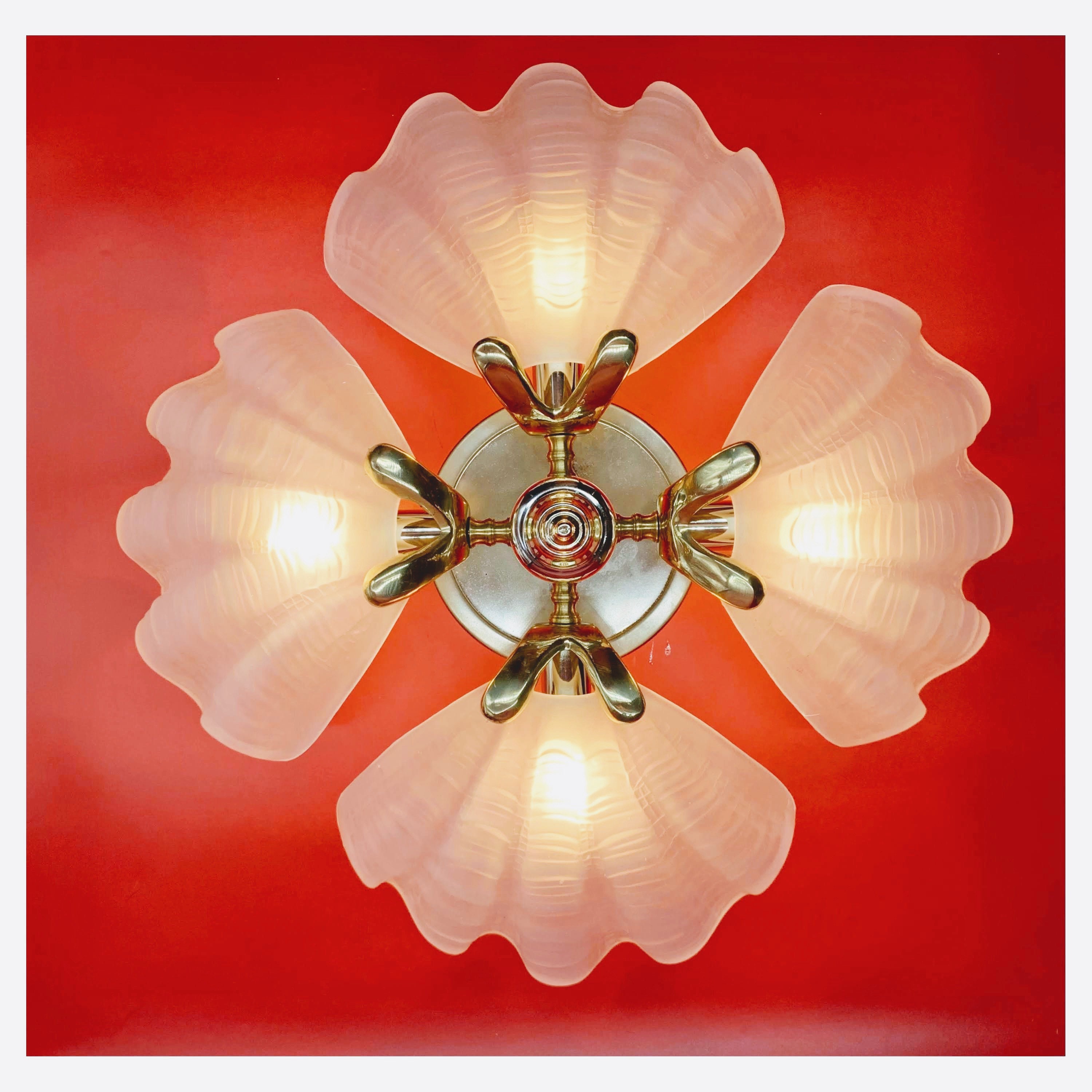 Vintage Semiflushmount Shell Ceiling Light Circa1980s Etsy