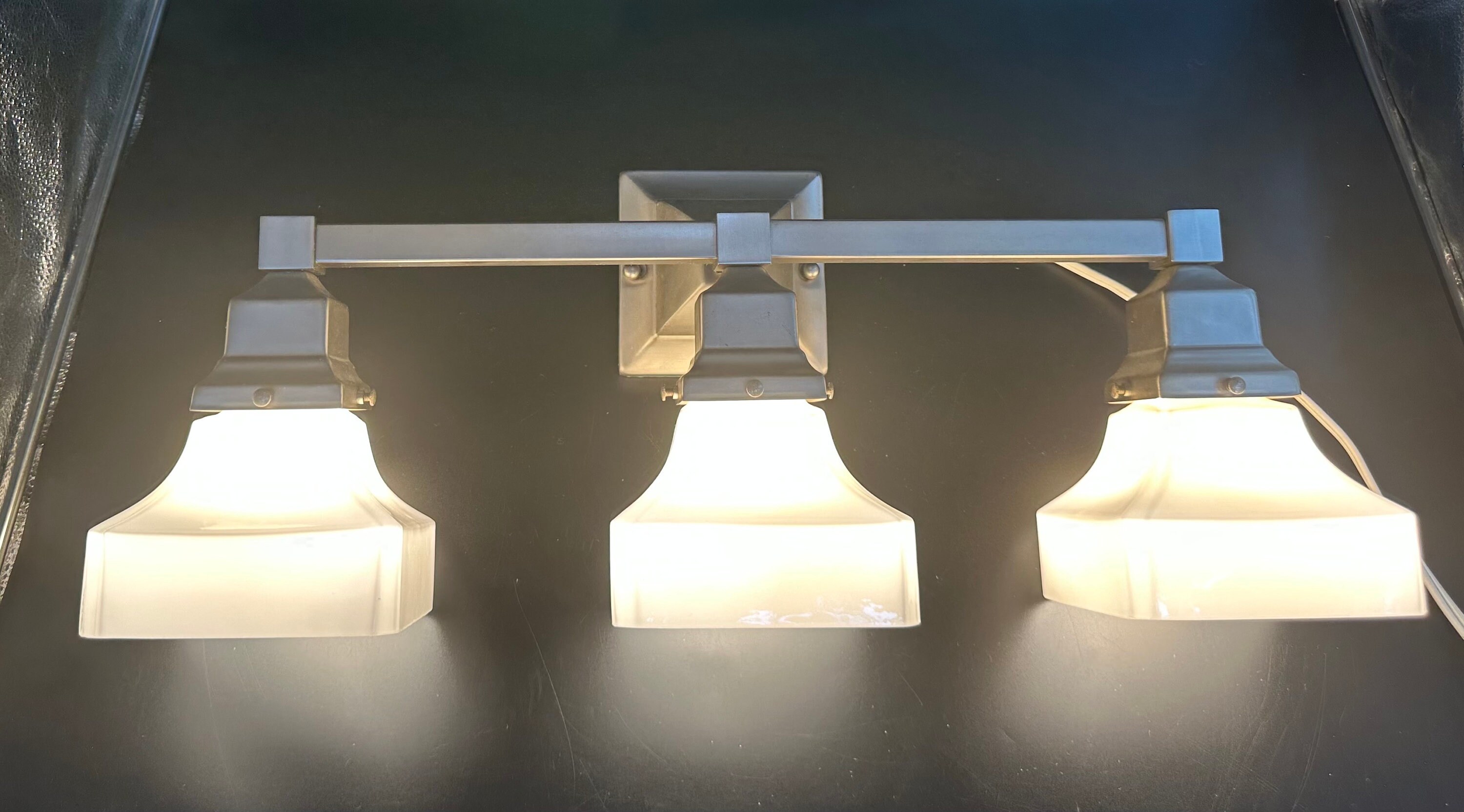 Vintage Mission Style Vanity Light Nickel 3light Sconce Etsy