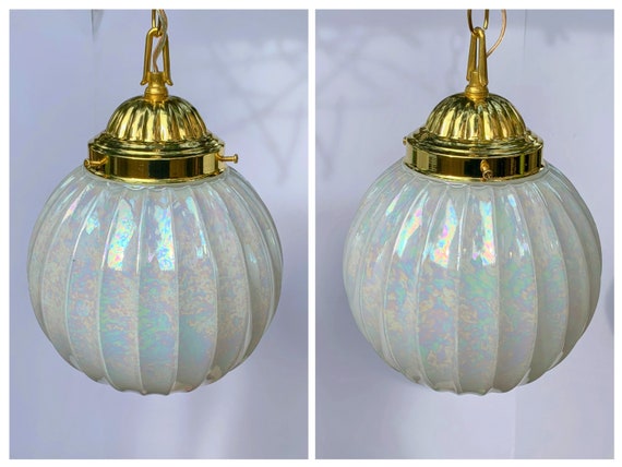 Iridescent glass pendant light deals