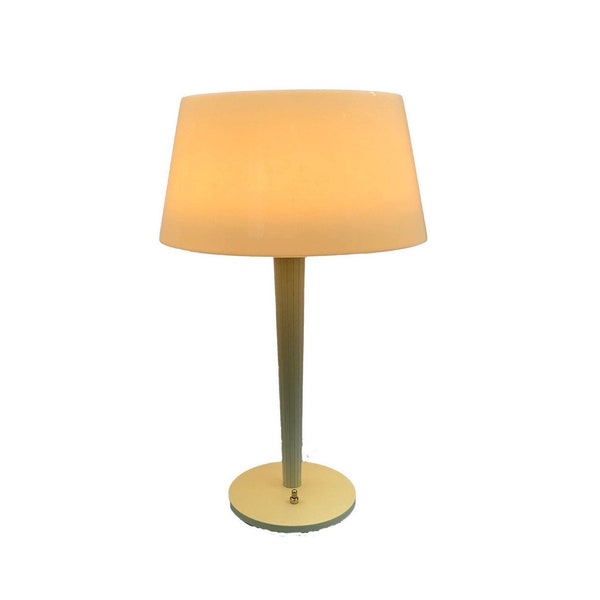 Lámpara de mesa Gerald Thurston para Lightolier en blanco ~ recableada ~ lámpara de escritorio de plástico de mediados de siglo ~ lámpara MCM minimalista ~ 22 de altura