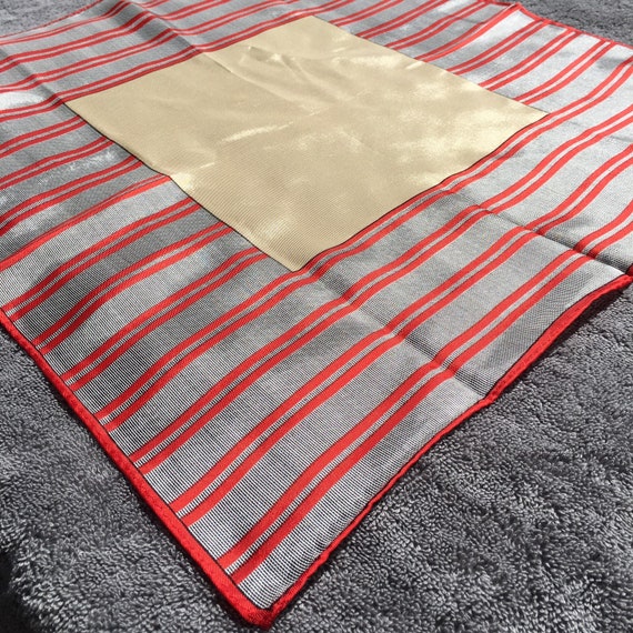 Vintage 1970's Beige Bandana/Scarf with Red Stripe