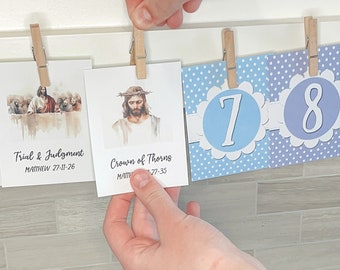 Easter Scripture Cards - Easter Advent Cards - Easter Advent for Kids - Polka Dot Easter Garland - Easter Cards - LDS Easter Advent