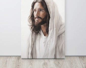 Our Shepherd - Tranquil Jesus Portrait Canvas Print - Spiritual Christian Art - Peaceful Religious Home Decor