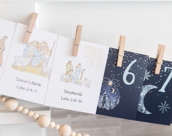 Advent Scripture Cards, Advent Calendar, Nativity Advent Calendar, Kids Advent Cards, Scripture Advent Cards, Christmas, Bible Advent Cards