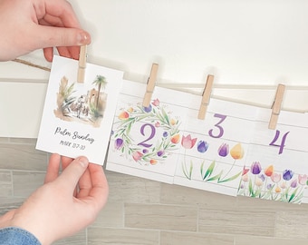 Easter Advent for Kids - Easter Advent Cards - Easter Scripture Cards - Polka Dot Easter Garland - Easter Cards - LDS Easter Advent