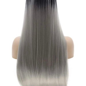 28 grey ombre straight long lace front wig NEW Arrives New image 5