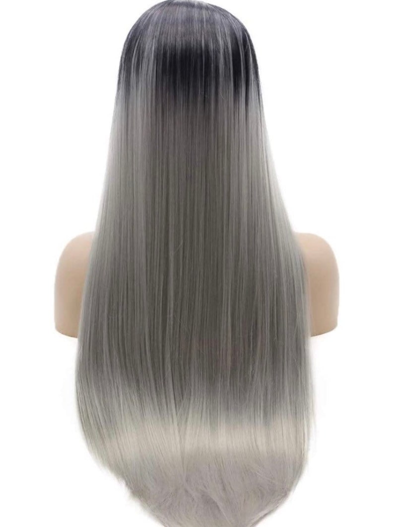 28 grey ombre straight long lace front wig NEW Arrives New imagem 5