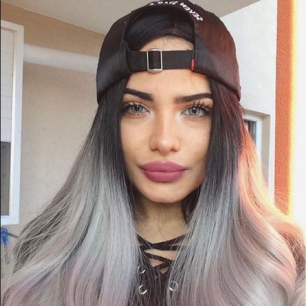 30” grey ombre straight long lace front wig *NEW* Arrives New