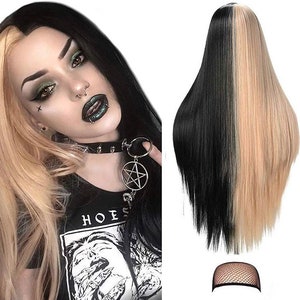 22” Black & Blonde  split dye straight wig -ARRIVES NEW