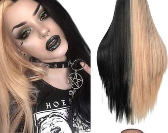 22” Black & Blonde  split dye straight wig -ARRIVES NEW