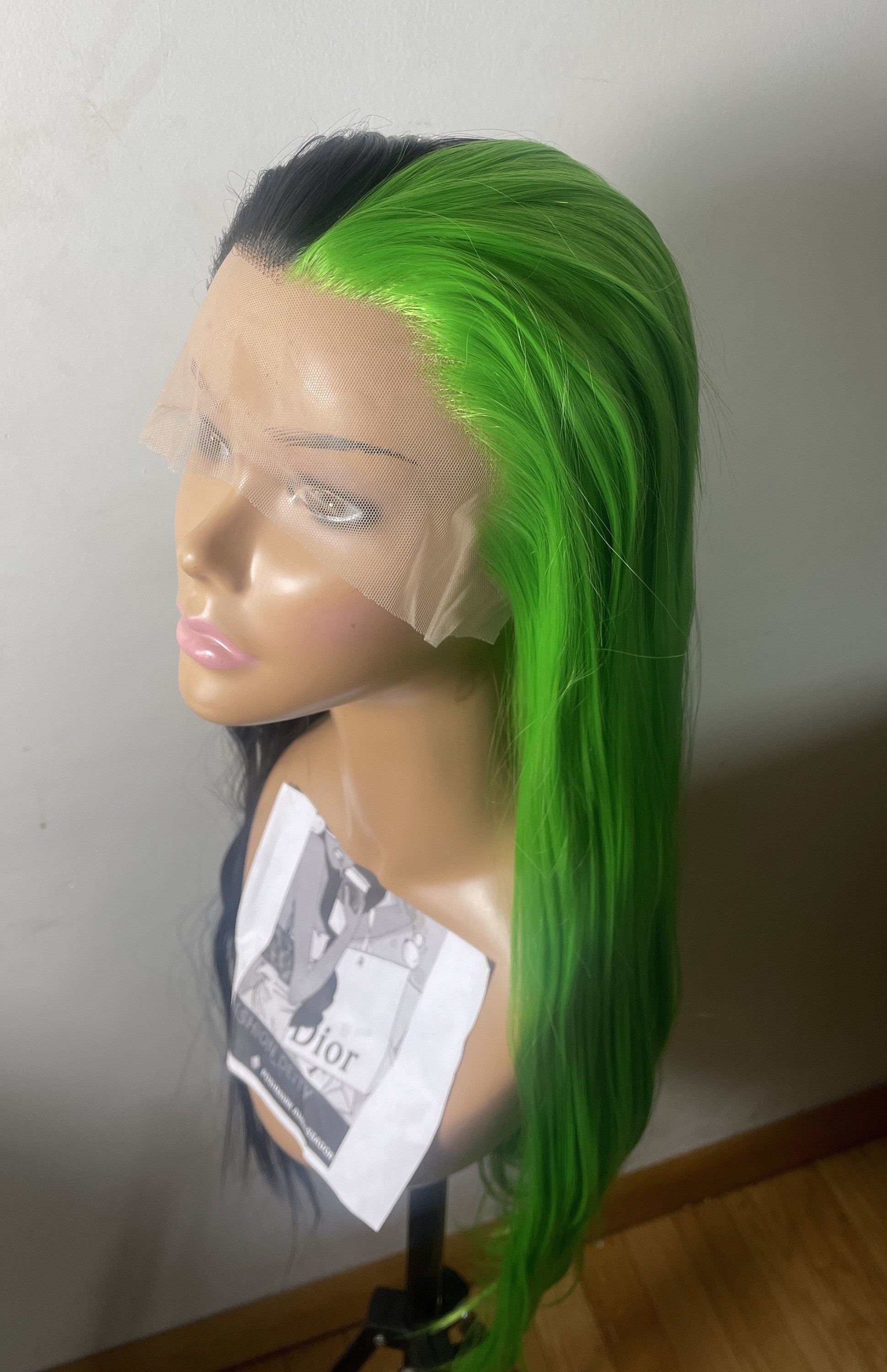 22 Green Black Straight Split Dye Lace Front Wig NEW Etsy