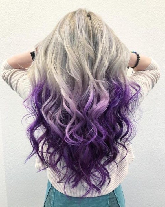 22 White Blonde Purple Ombr Body Wavy Lace Front Wig NEW Etsy