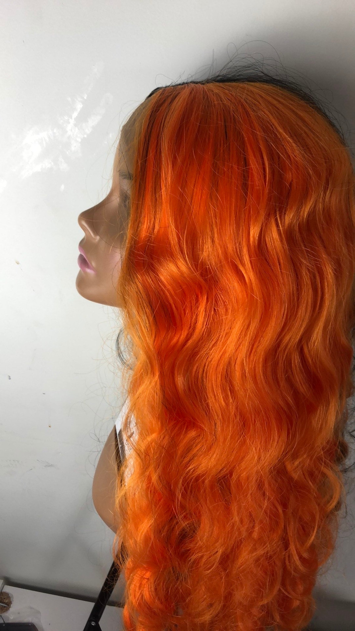 24 Orange & Black 2 Tone split dye lace front wig . Arrives | Etsy