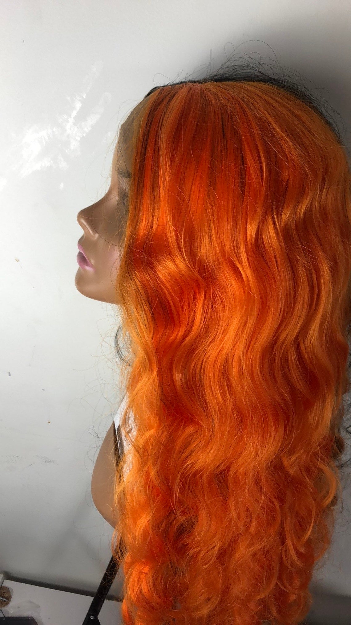 24 Orange & Black 2 Tone split dye lace front wig . Arrives Etsy